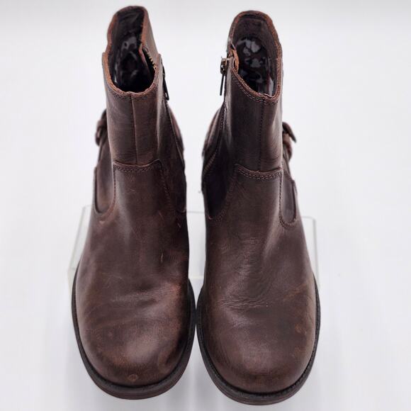 UGG Australia Orion Brown Leather Biker Moto  Boots Women 7.5 S0066 - Picture 2 of 11